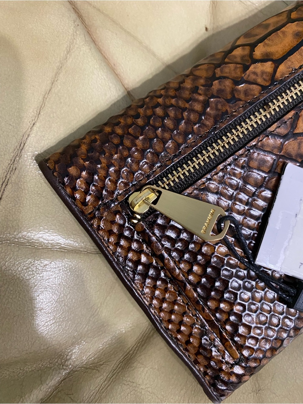 NWT Brahmin Checkbook Wallet Tortoise Seville Retired Snake Print Leather - Picture 4 of 12